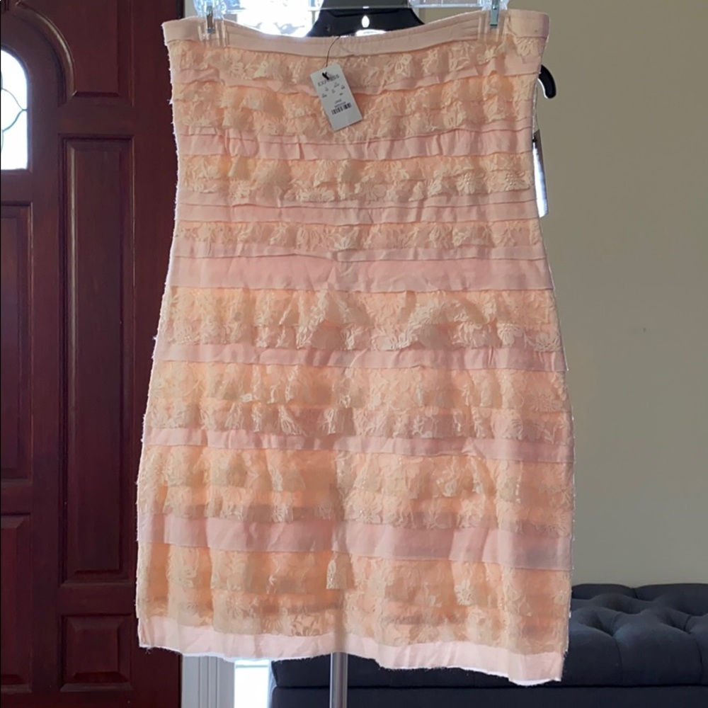 Express, strapless cotton and lace dress, NWT